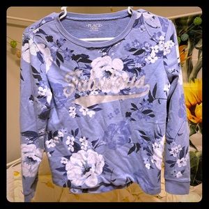 Girls XL (14) Cute Floral Blue sweatshirt